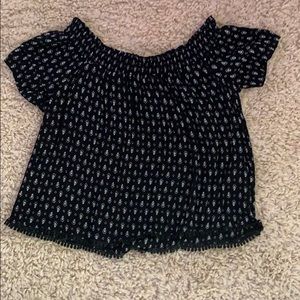 black and white blouse w flowers